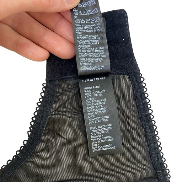 Elle Macpherson Spellbound Suspender Garter Belt Black Tan Mesh Lace Beads - Picture 16 of 16